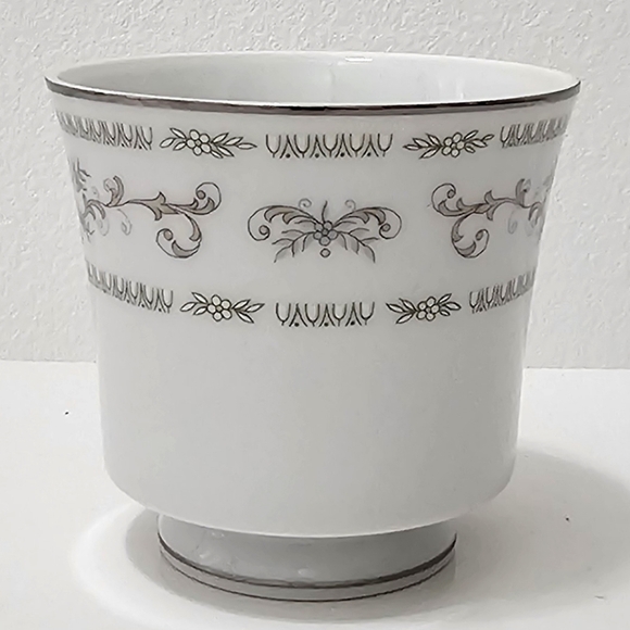 Diane by Fine China of Japan Blue Flower Scrolls - Set of 3 Footed Cups Only - Picture 6 of 16